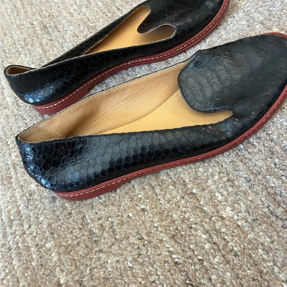 MM6 Maison Margiela Women’s Snakeskin Loafers in Black US 6.5 EU 37 Quiet Luxury